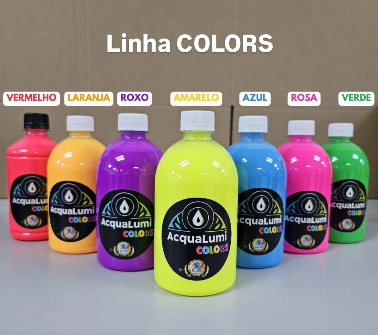 Traçador Químico Marca Acqualumi Modelo Colors frascos 500 ml - Vermelho, Laranja, Roxo, Amarelo, Azul, Rosa e verde